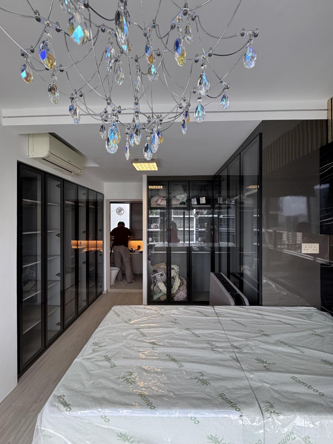Modern Bedroom with Vinyl Flooring and Cove Lighting