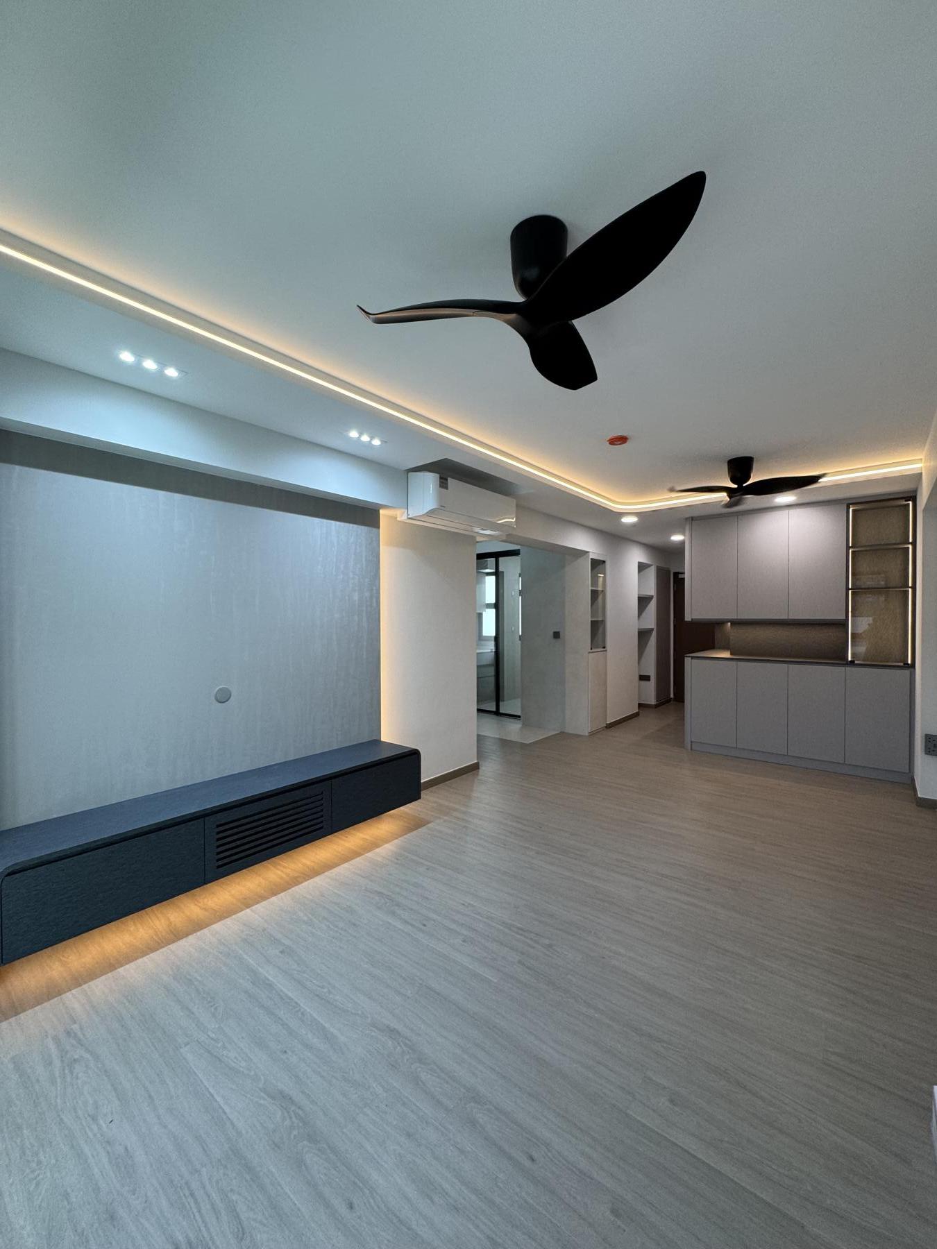 Modern Living Room with TV Console and Feature Wall
