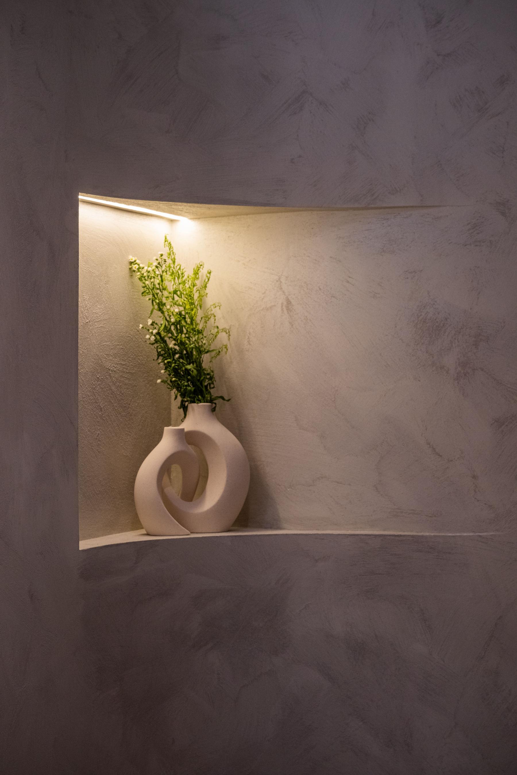 Modern Entryway with Feature Wall and Houseplants