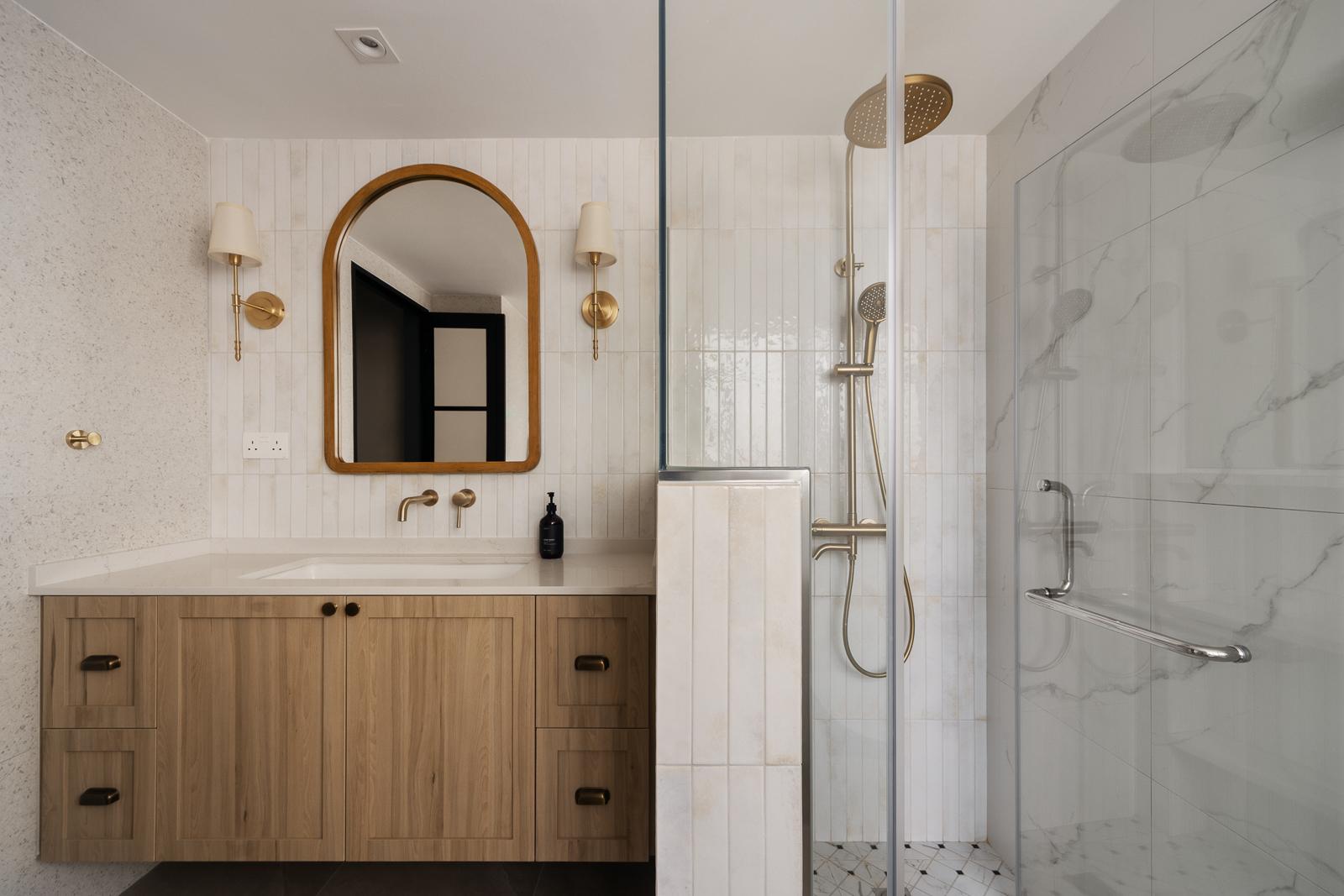 Country Bathroom with Mirror and Shower Screen