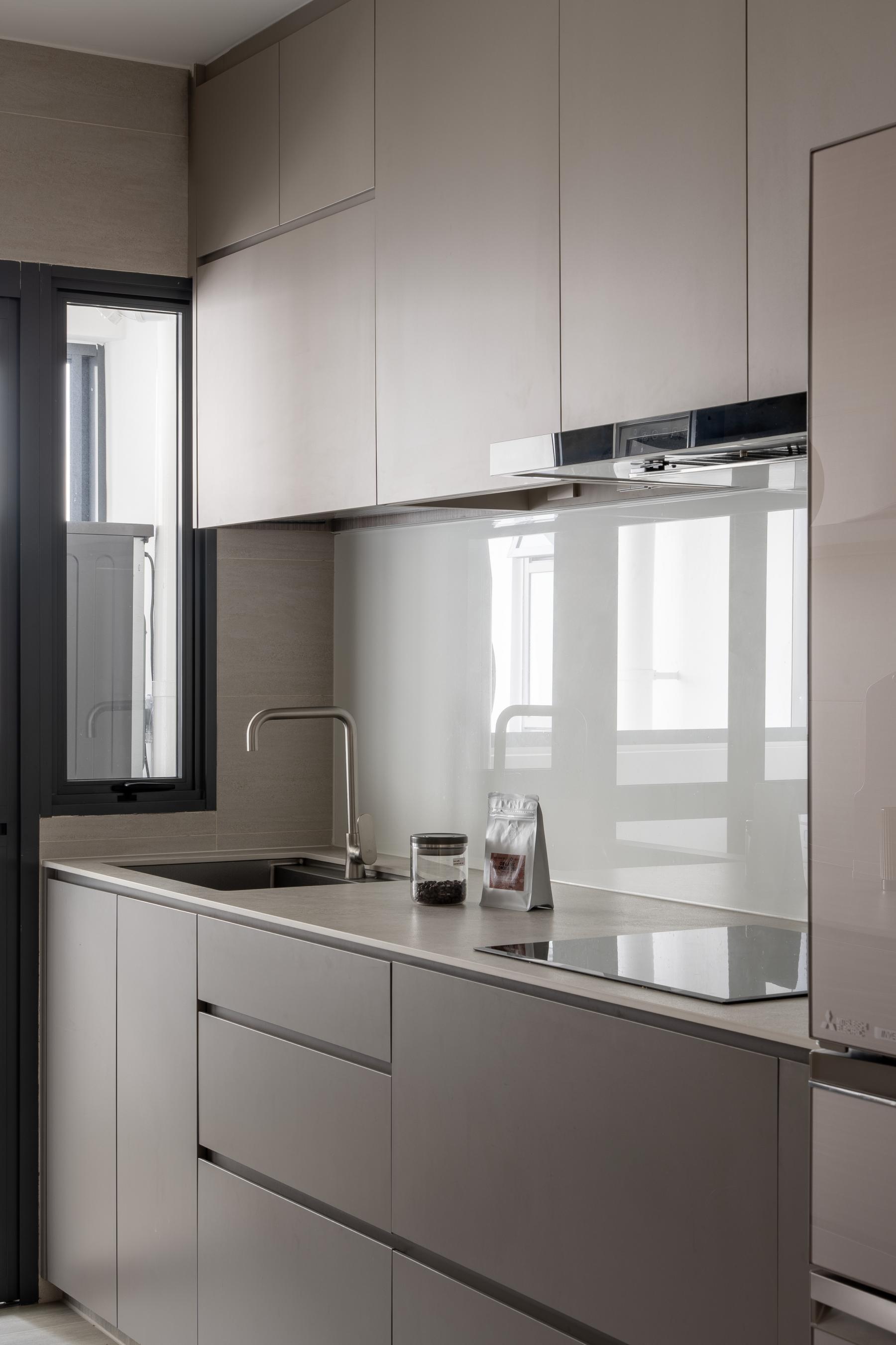 Scandinavian Kitchen with Kitchen Tap and Kitchen Cabinets