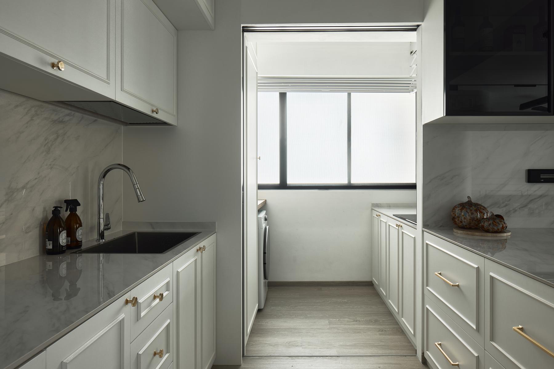 Asian Kitchen with Kitchen Window and Open Kitchen