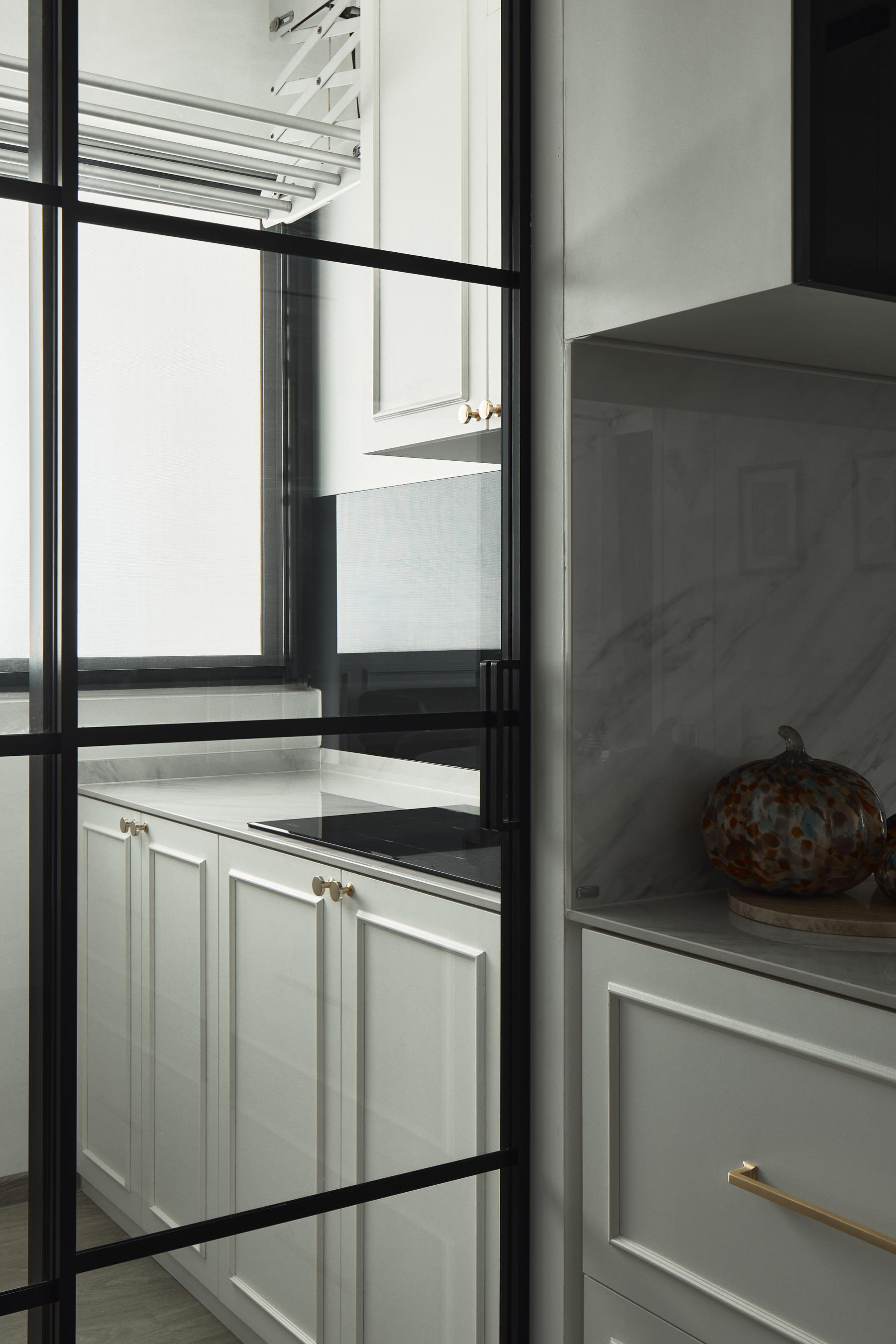 Asian Kitchen with Countertop and Open Kitchen