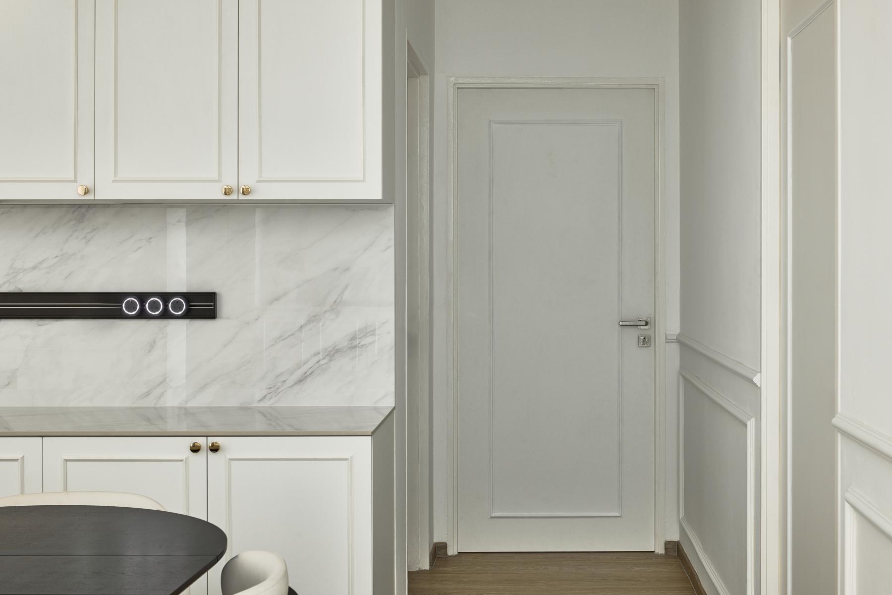 Asian Dining Room with Dining Table and Storage Cabinets