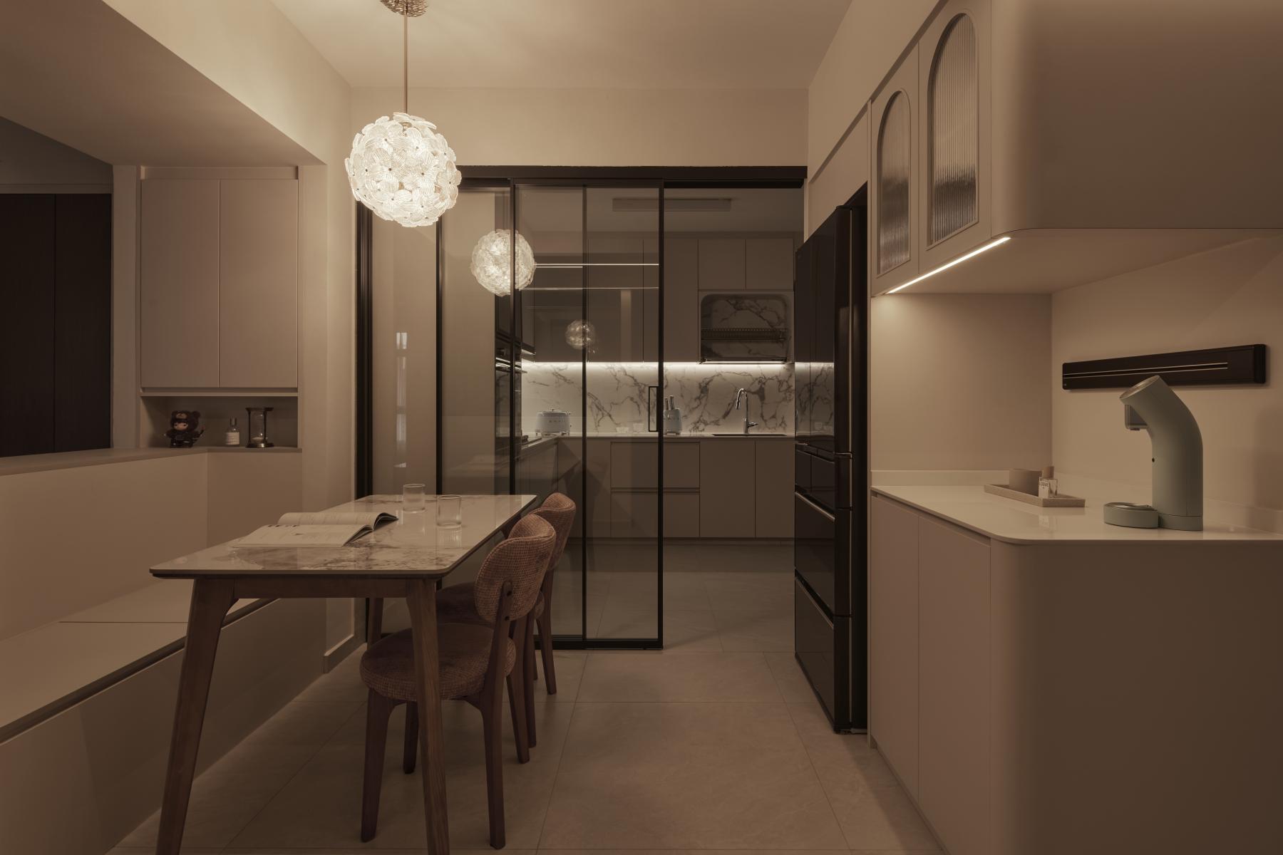 Asian Dining Room with Dining Table and Dining Chairs