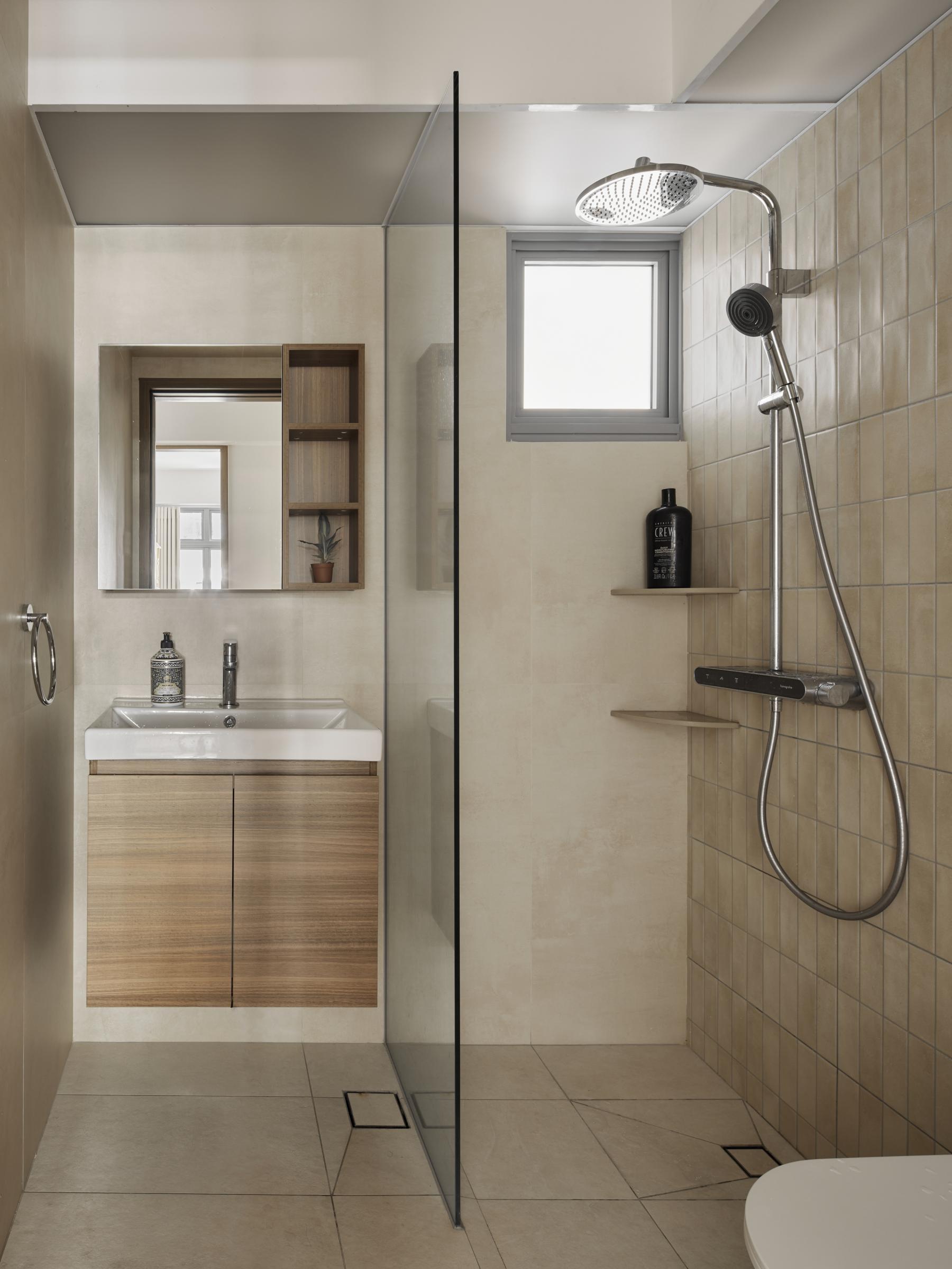Scandinavian Bathroom with Mirror and Bathroom Mirrors