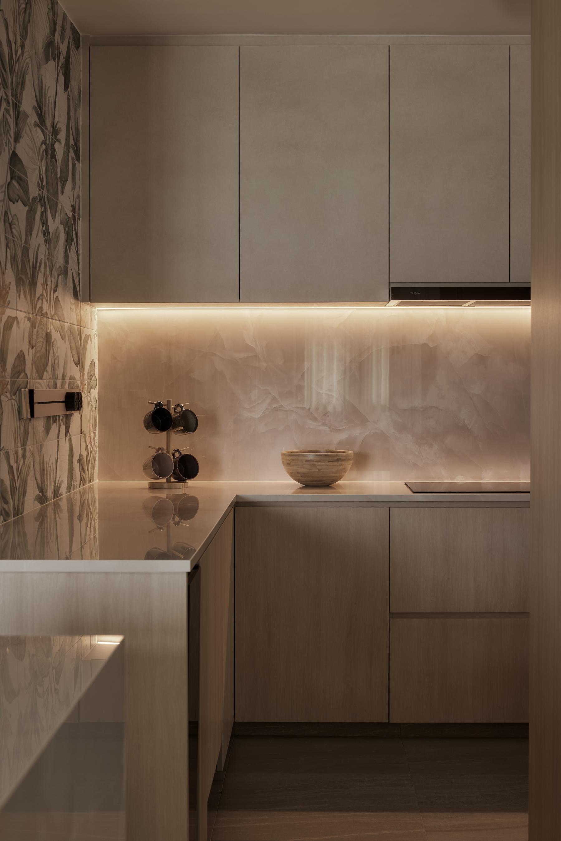 Scandinavian Kitchen with Countertop and Kitchen Cabinets