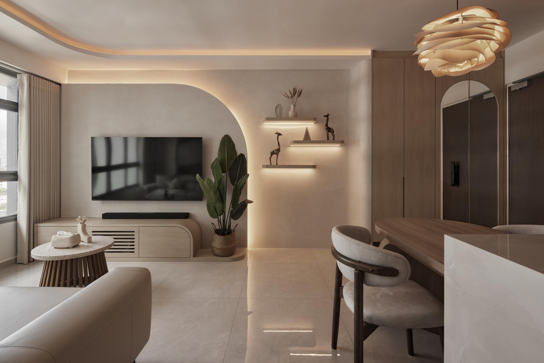 Scandinavian Living Room with TV Console and Sofa