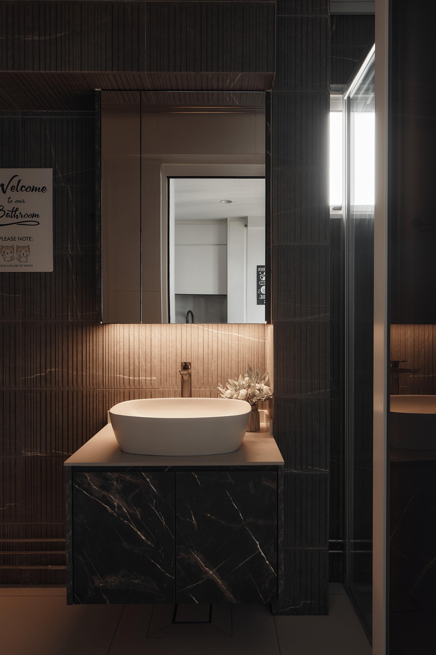 Modern Bathroom with Mirror and Shower Screen