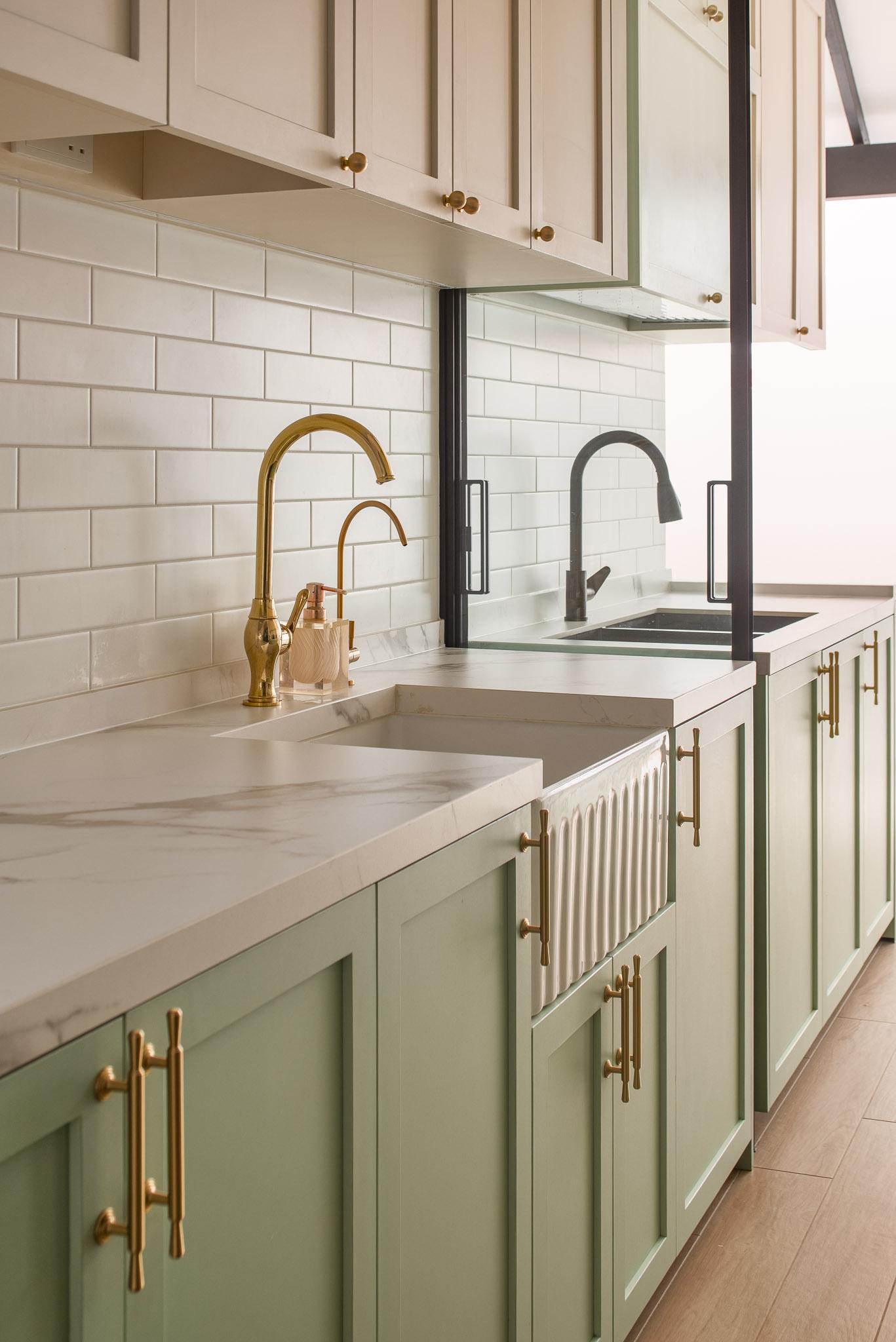 Country Kitchen with Countertop and Homogeneous Tiles