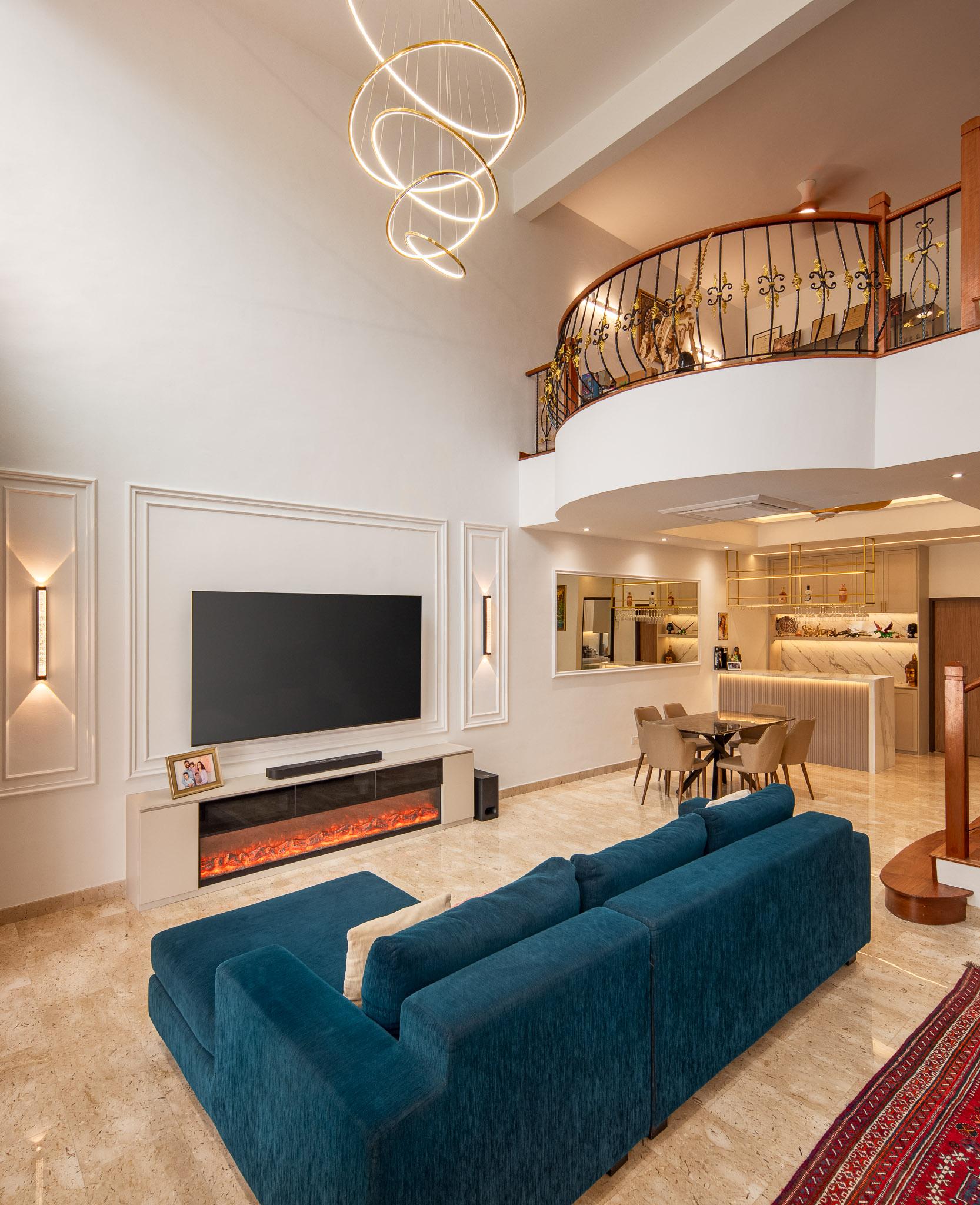 Country Living Room with TV Console and Feature Wall