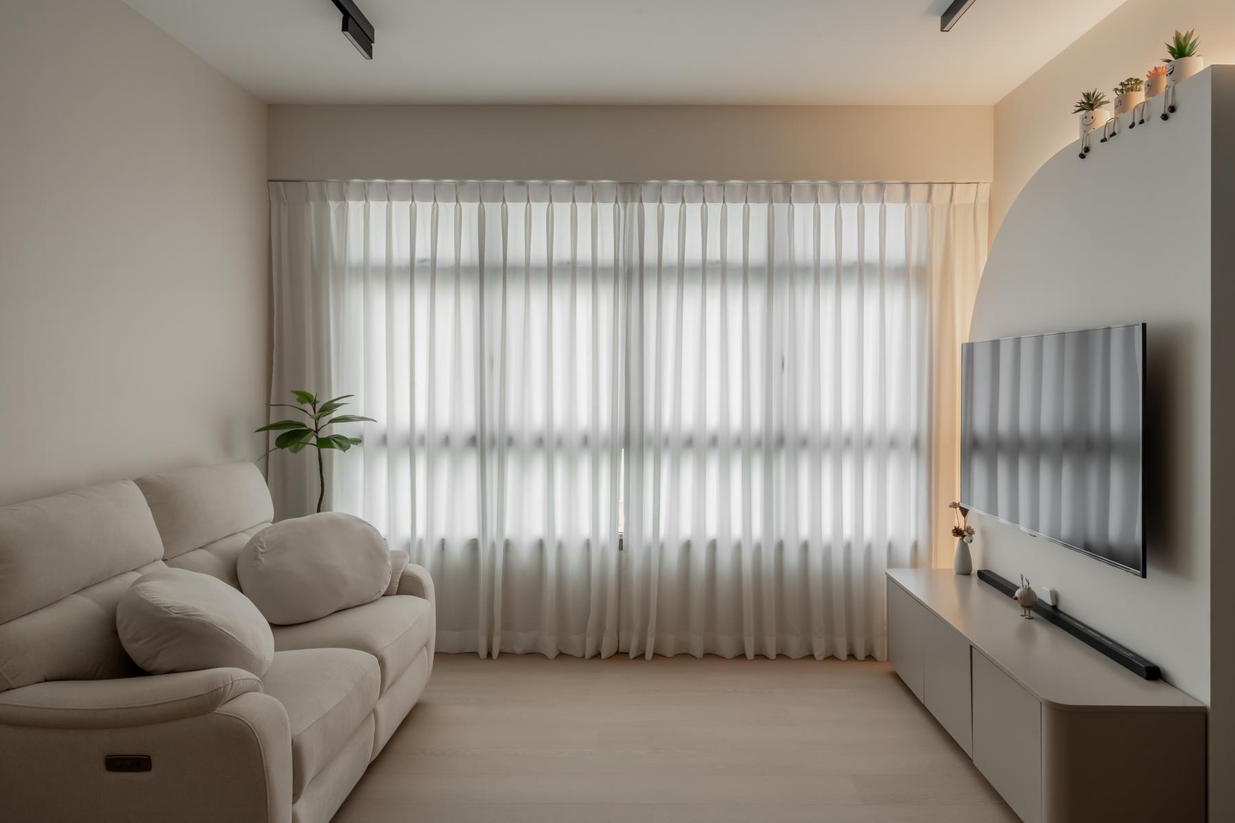Minimalist Living Room with TV Console and Feature Wall