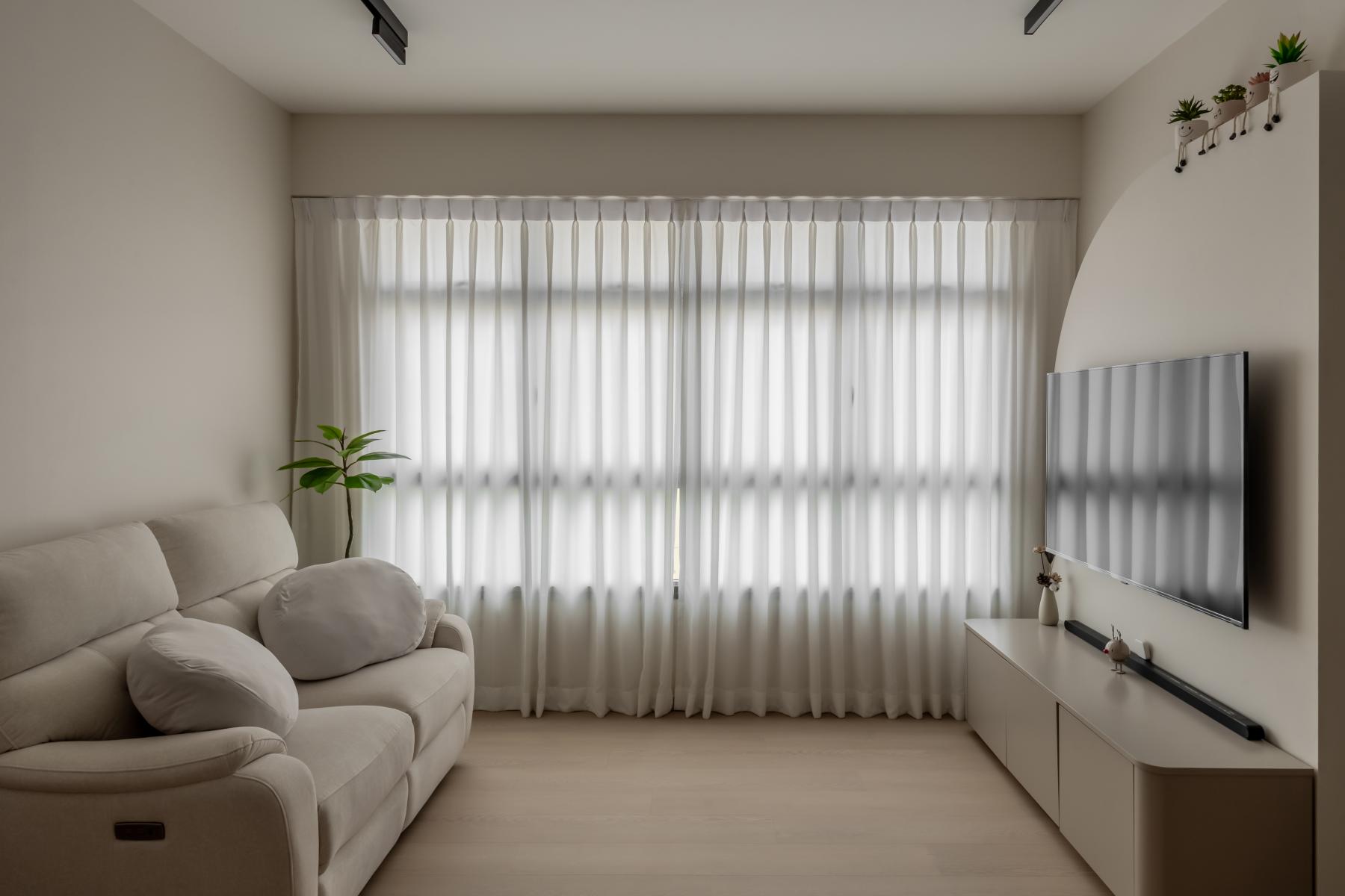 Minimalist Living Room with TV Console and Feature Wall