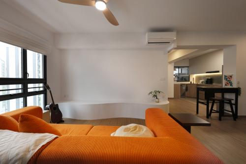 Minimalist Living Room at 4 Room BTO @ Tampines Green Jade