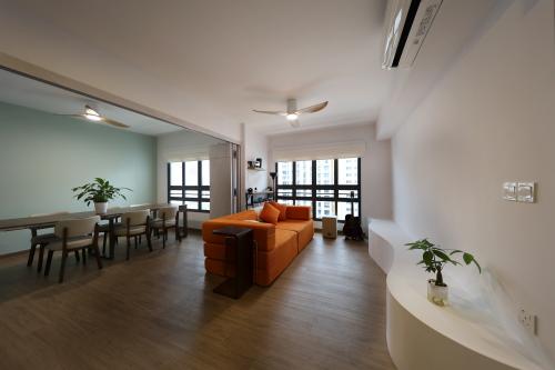 Minimalist Living Room at 4 Room BTO @ Tampines Green Jade