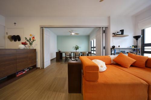 Minimalist Living Room at 4 Room BTO @ Tampines Green Jade