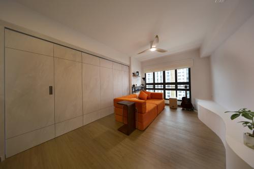 Minimalist Living Room at 4 Room BTO @ Tampines Green Jade