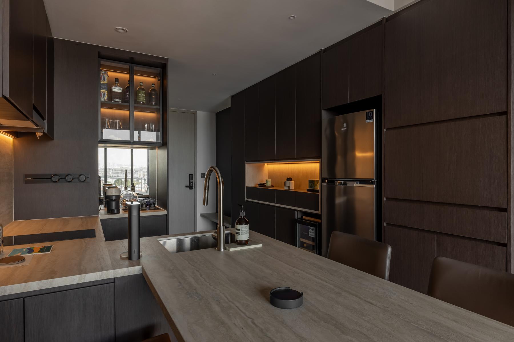 Contemporary Dining Room with Dining Table and Lighting