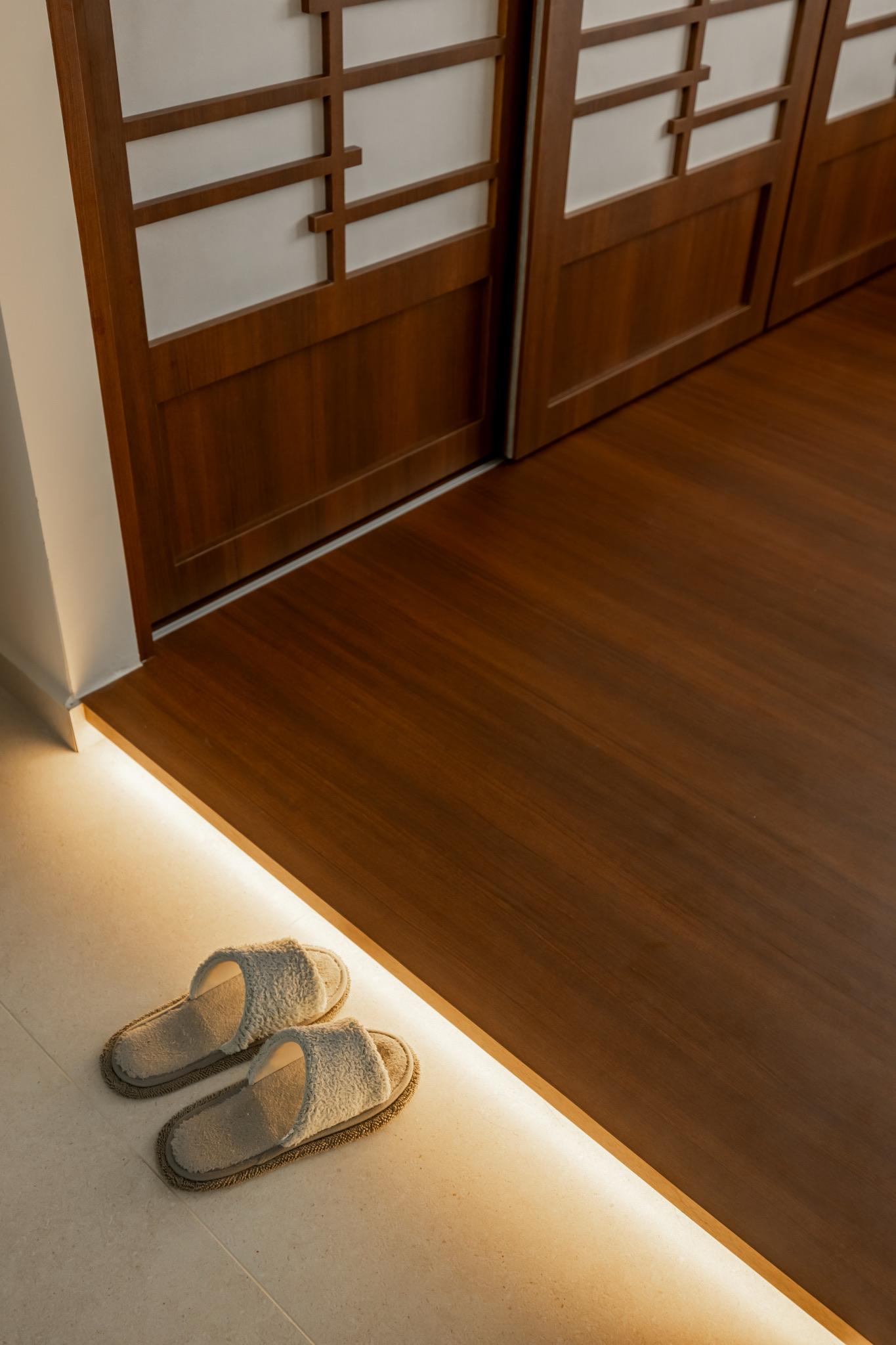 Contemporary Bedroom with Platform Bed and Wardrobe
