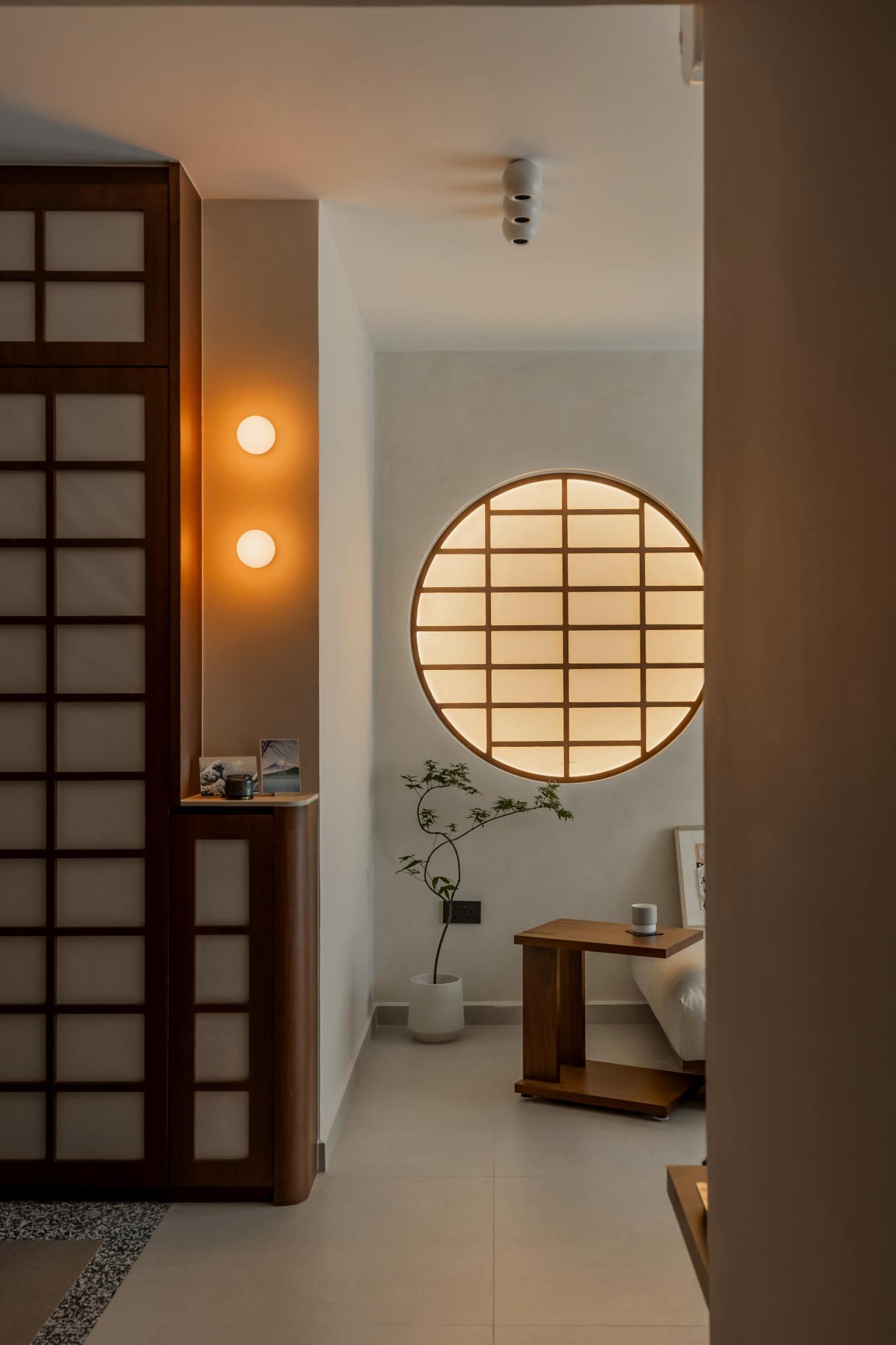 Contemporary Hallway with Shoe Cabinets and Lighting