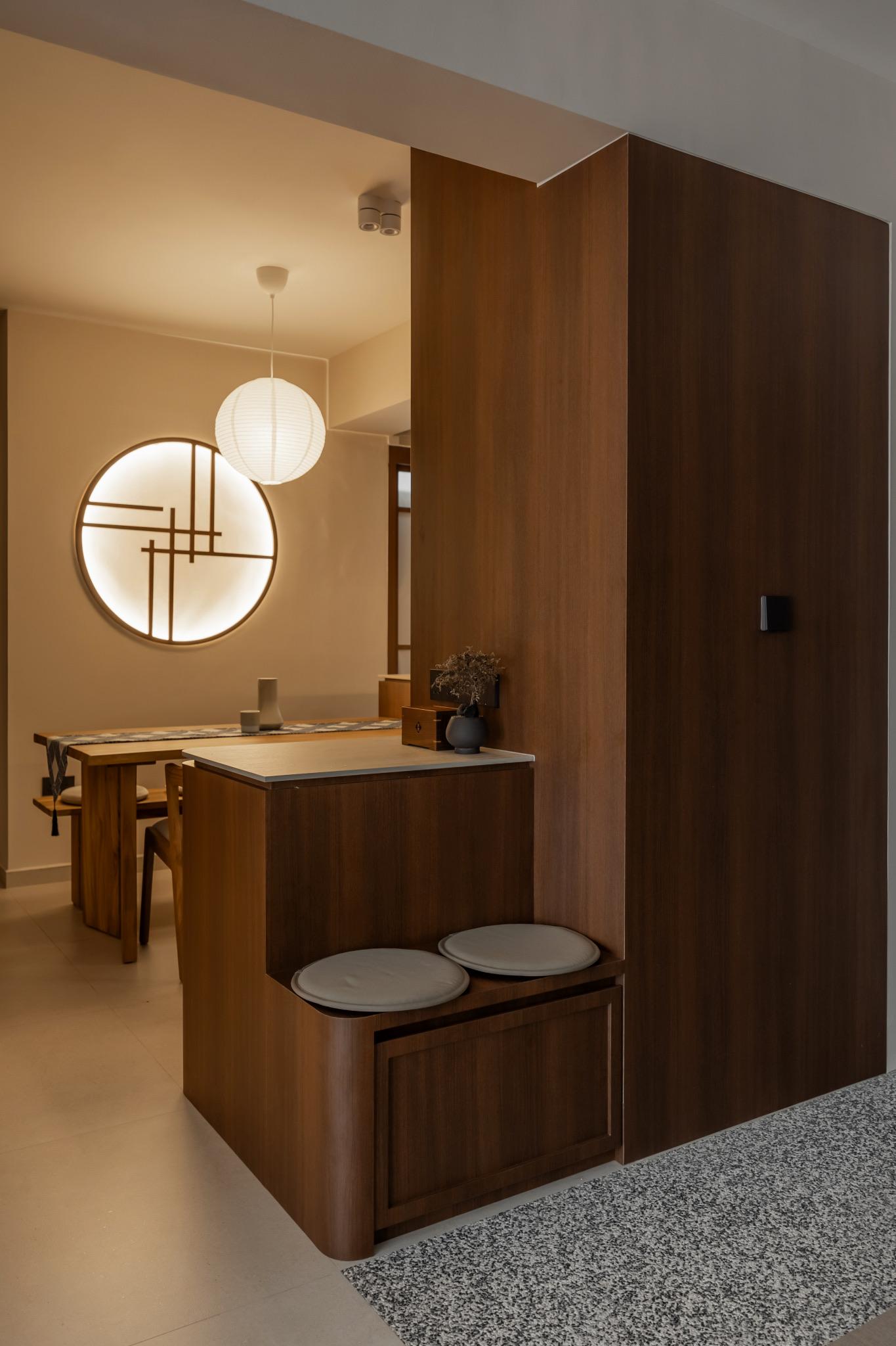 Contemporary Entryway with Seating Bench and Doormats