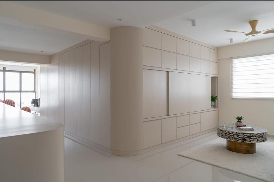 Contemporary Living Room with TV Console and Feature Wall