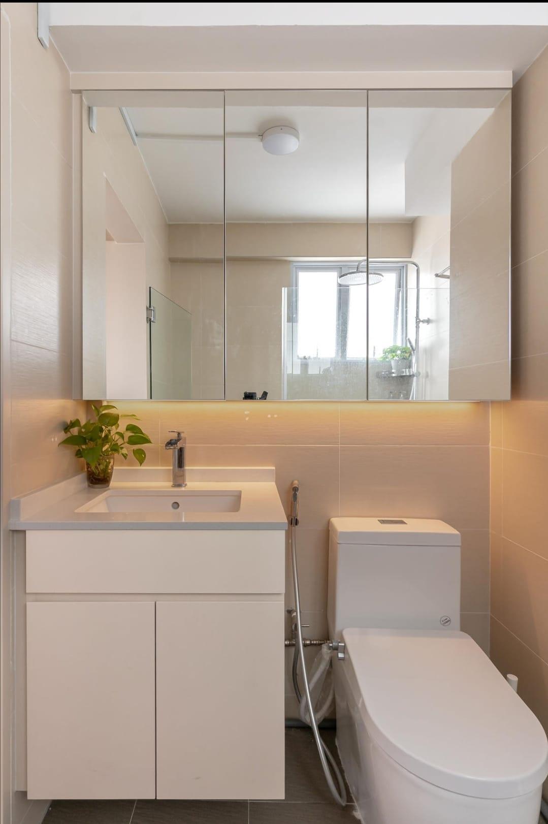 Contemporary Bathroom with Mirror and Bathroom Mirrors