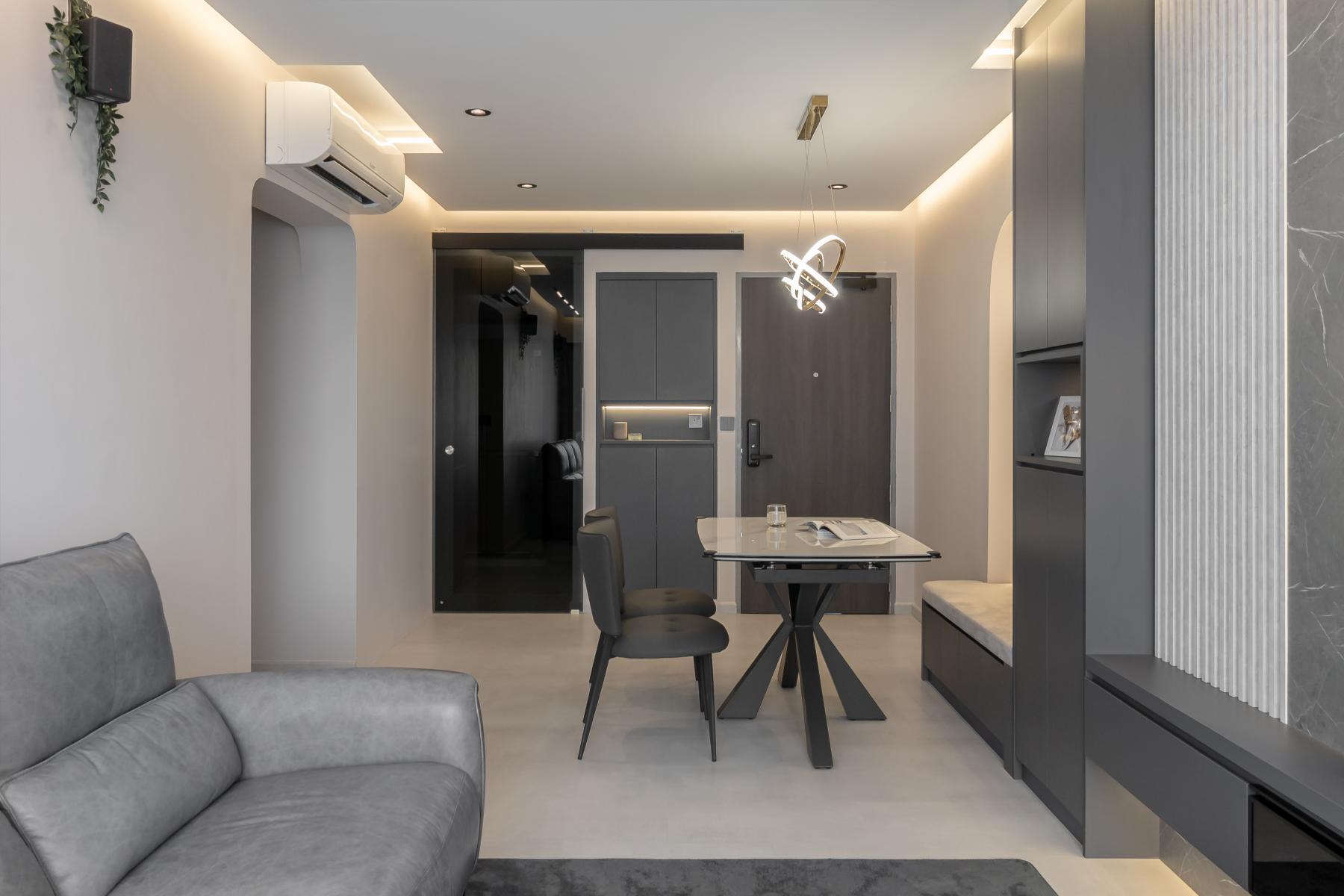 Contemporary Dining Room with Cove Lighting and Dining Table