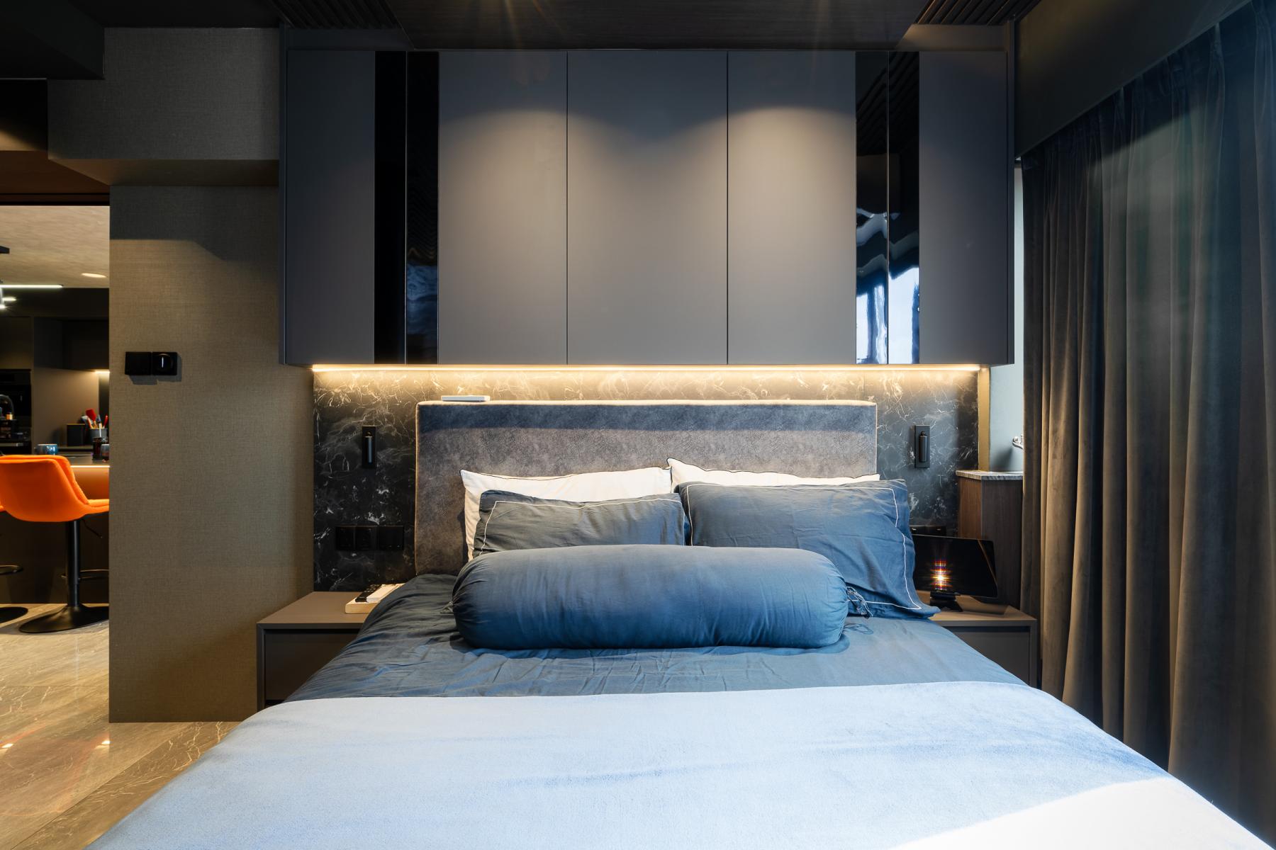 Modern Bedroom with Built-in Bed and Bedside Table
