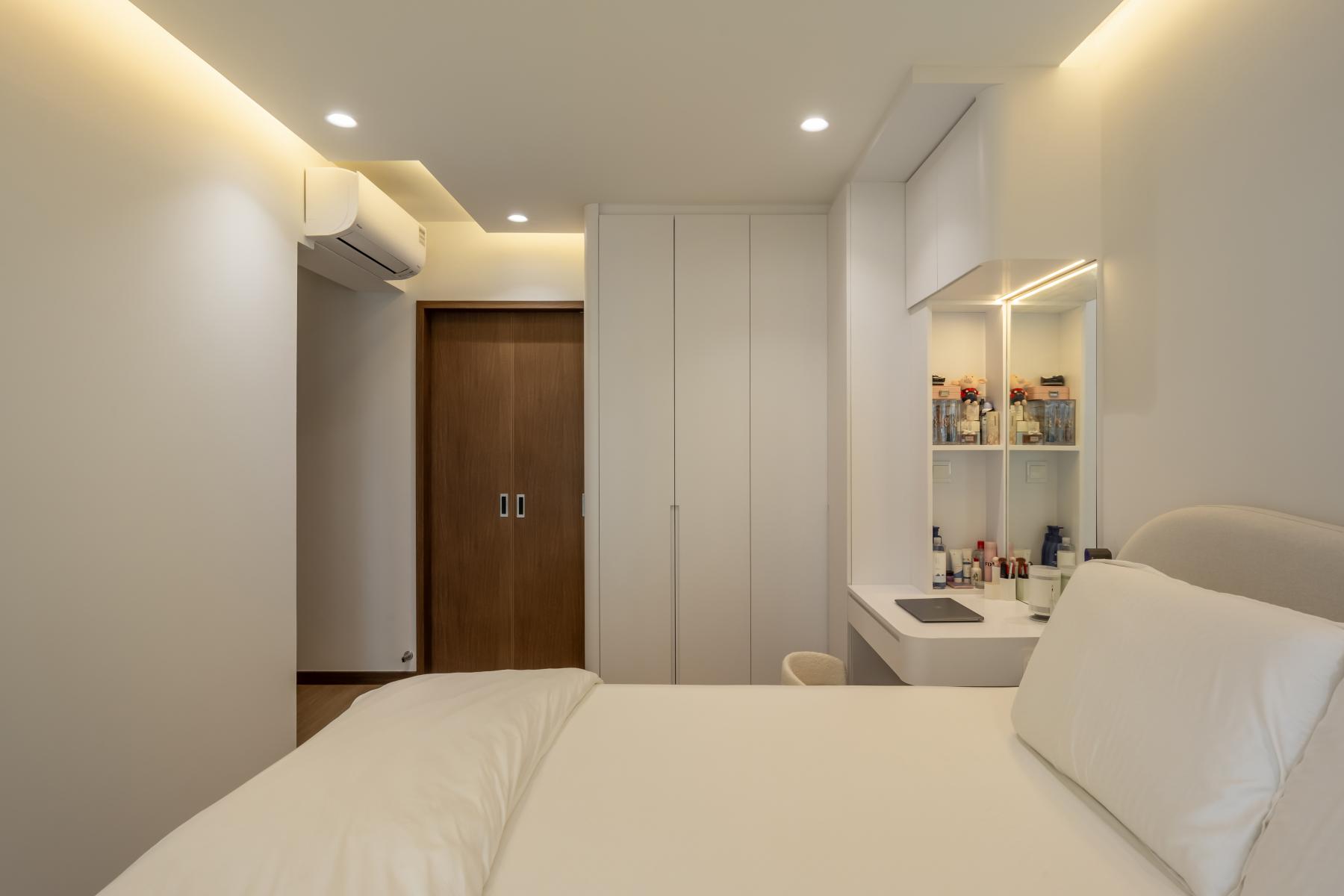 Scandinavian Bedroom with Wardrobe and Downlights