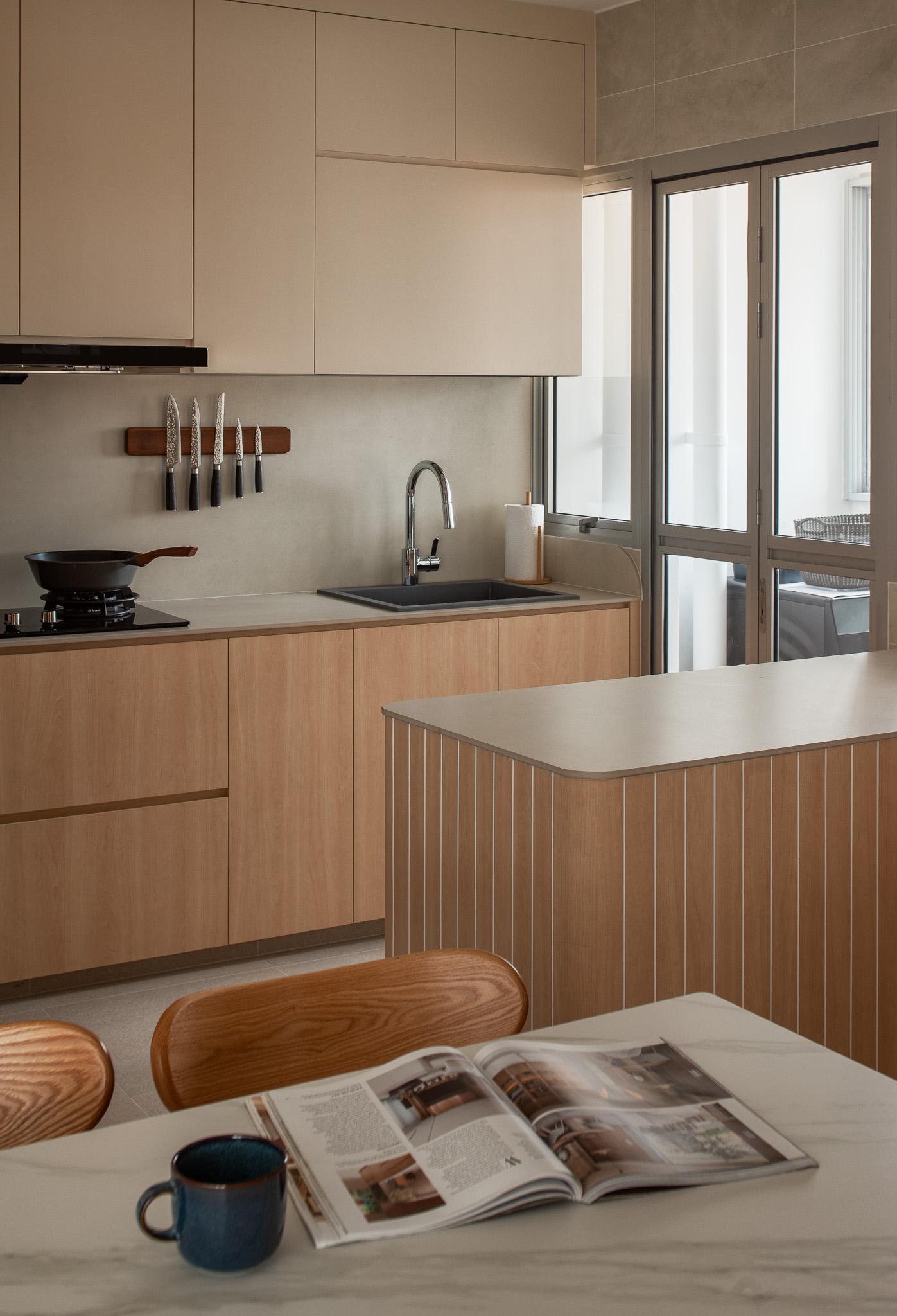 Scandinavian Kitchen with Countertop and Kitchen Island