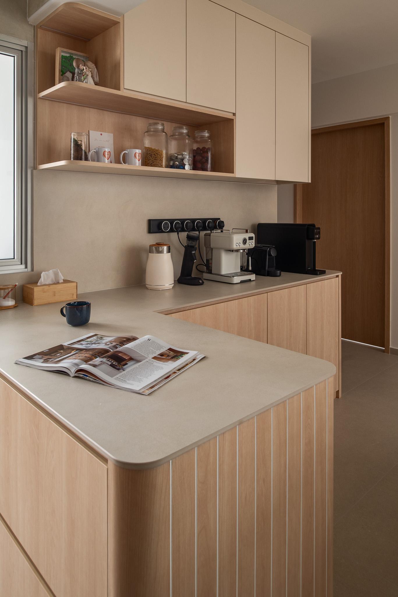 Scandinavian Kitchen with Countertop and Kitchen Island