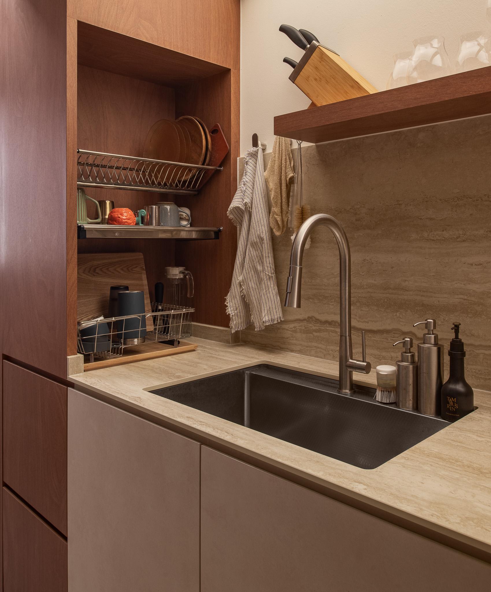 Scandinavian Kitchen with Countertop and Homogeneous Tiles