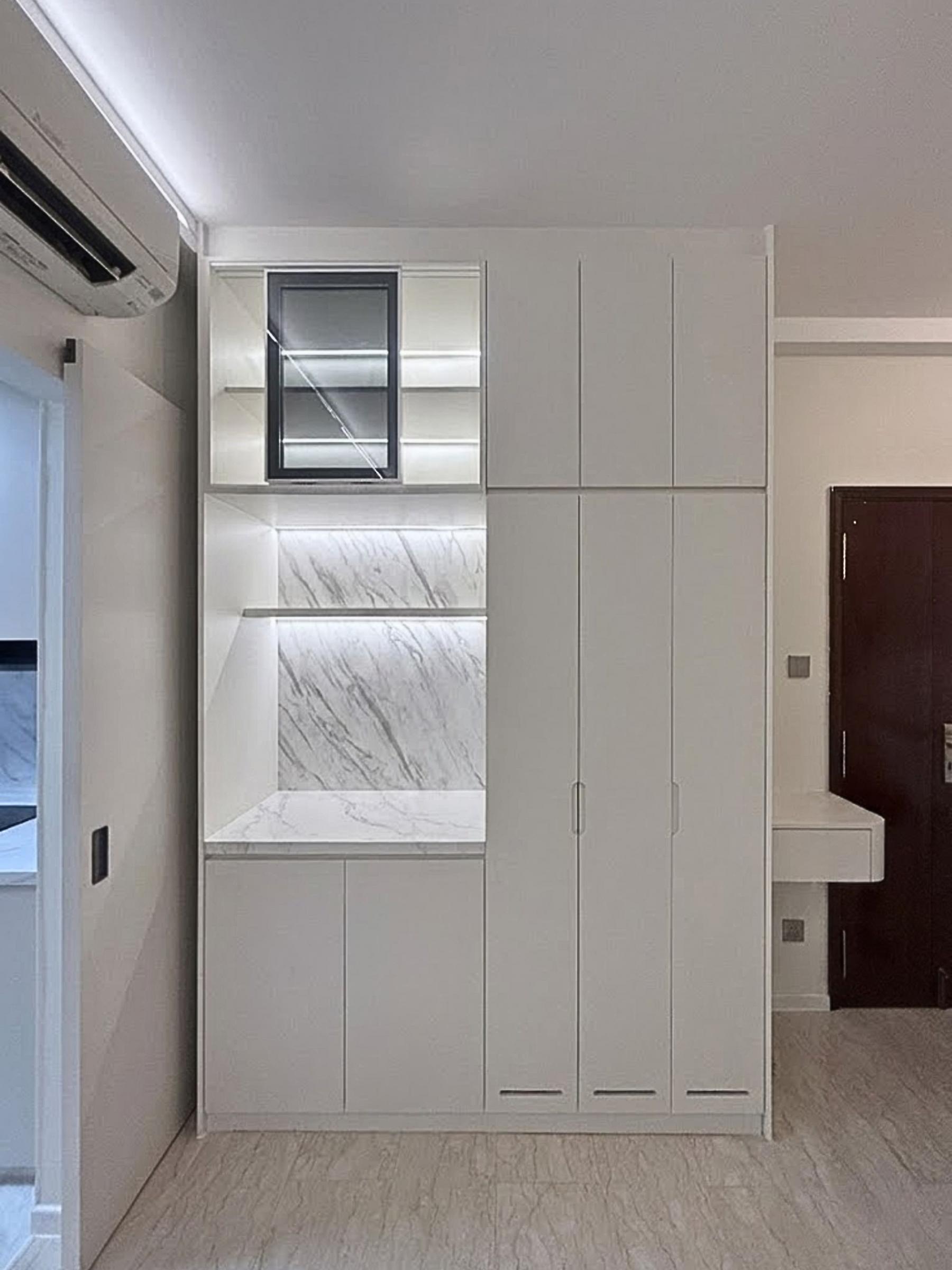 Modern Entryway with Shoe Rack and Storage Cabinets