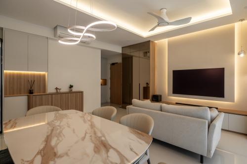 Contemporary Living Room at 3 Bedroom Condo @ The Callista