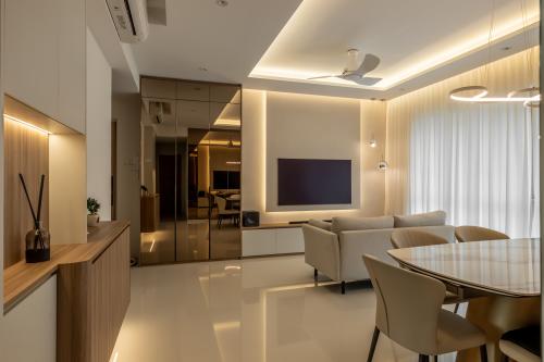 Contemporary Living Room at 3 Bedroom Condo @ The Callista