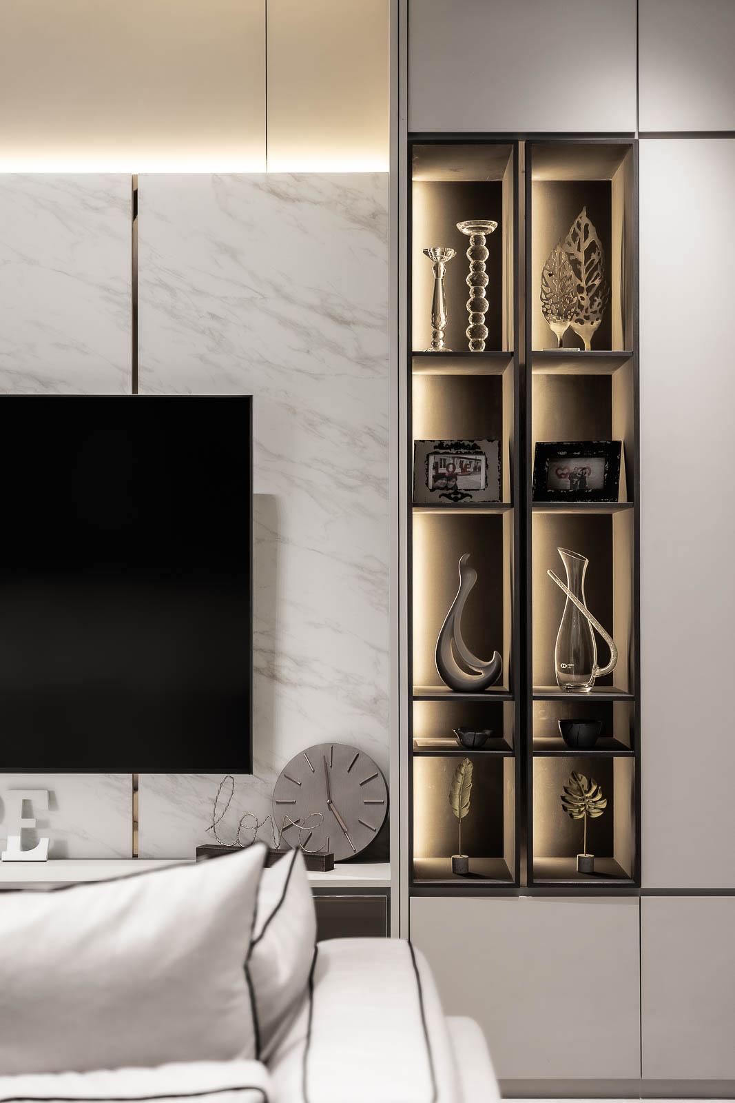 Modern Living Room with TV Console and Feature Wall