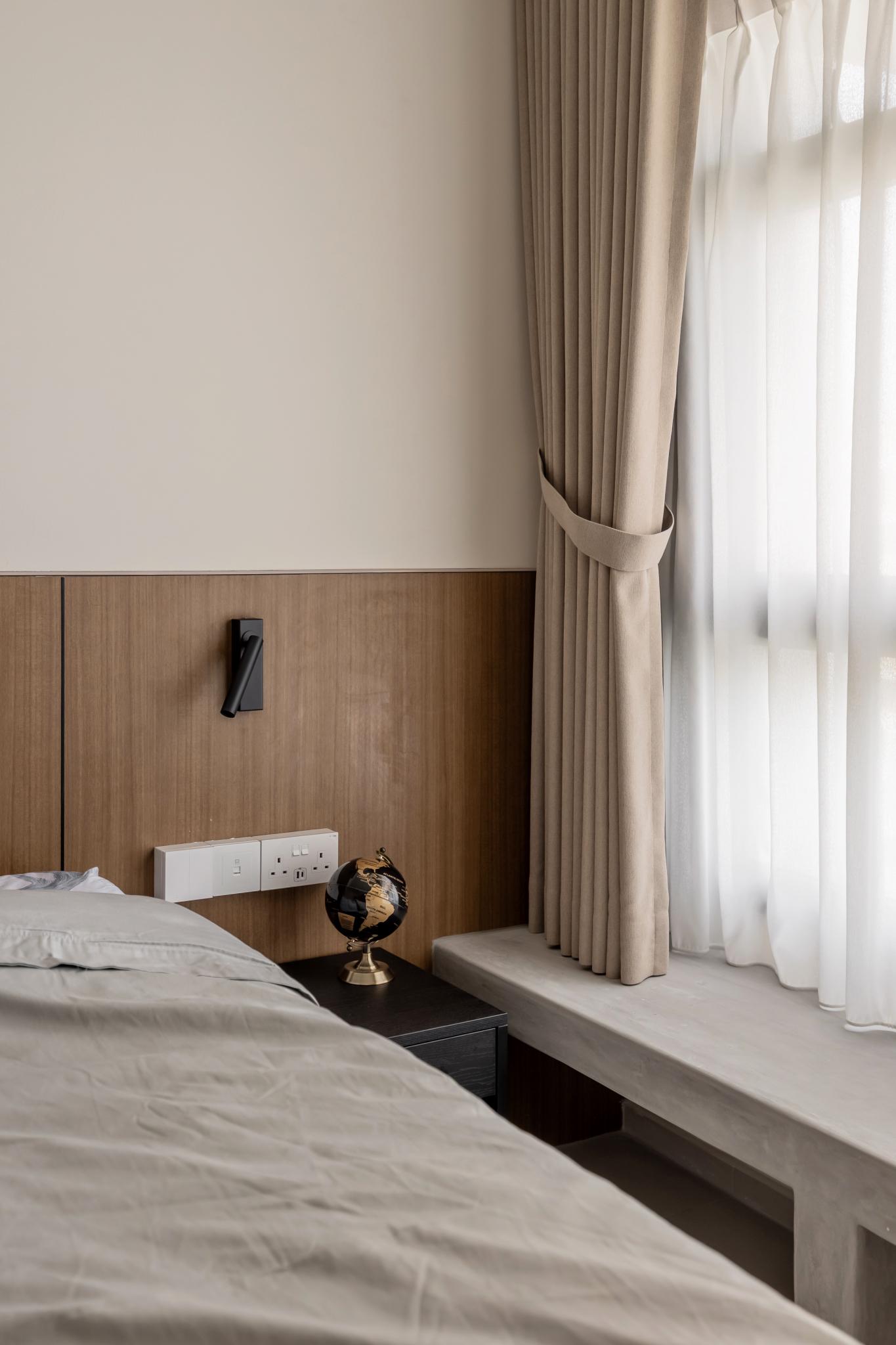 Scandinavian Bedroom with Bedside Table and Bed