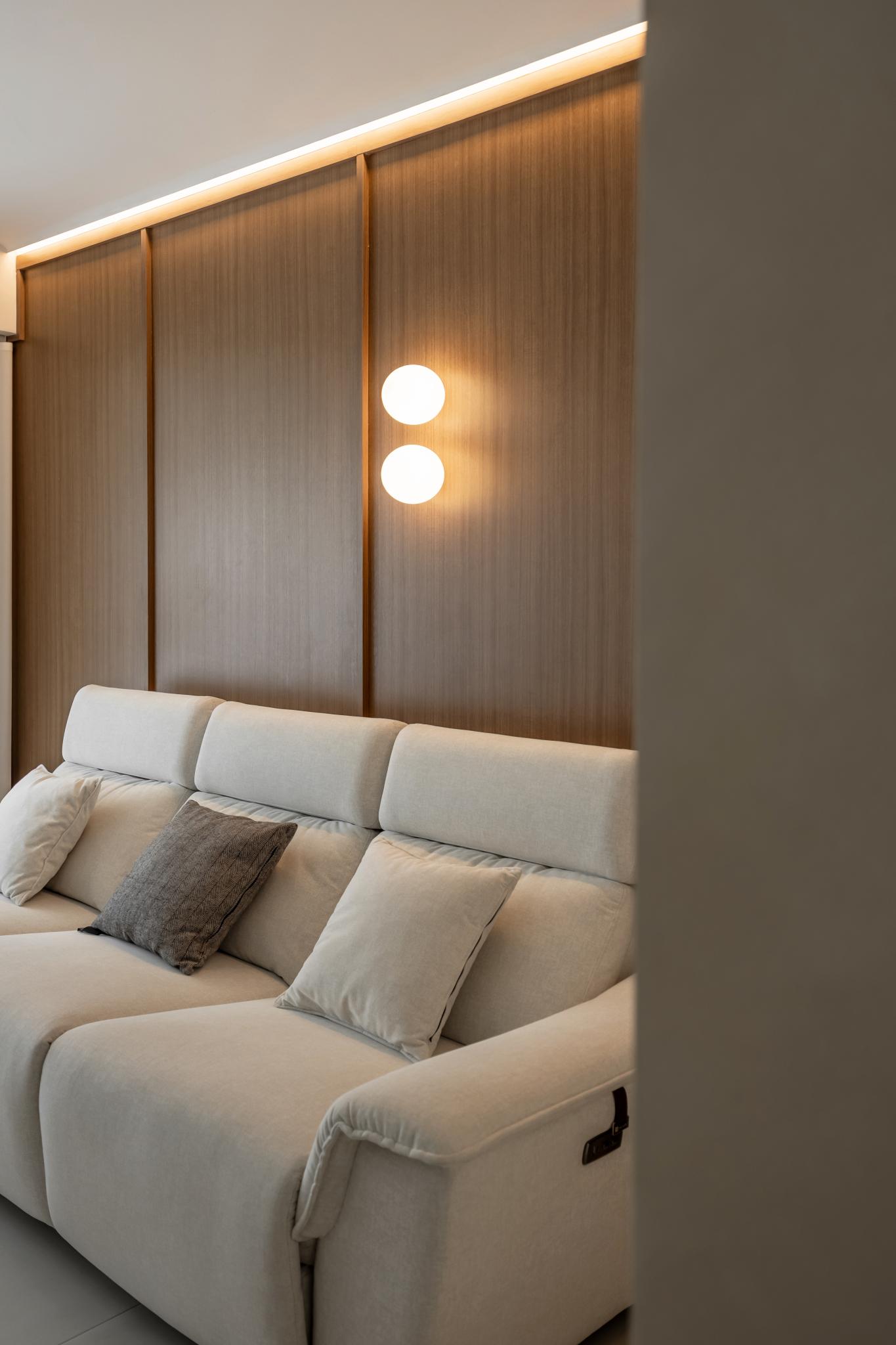 Scandinavian Living Room with Feature Wall and Sofa