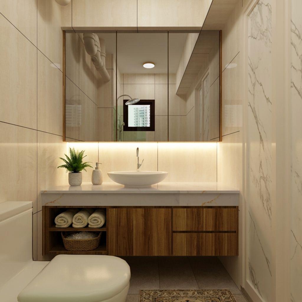 Contemporary Bathroom with Countertop and Homogeneous Tiles