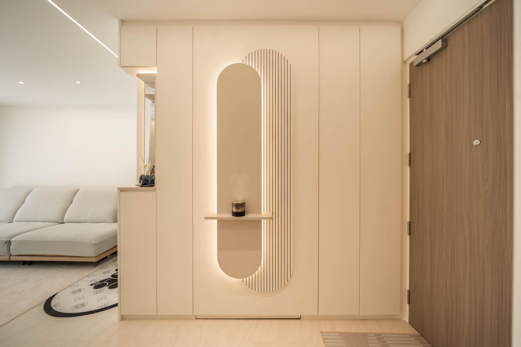 Contemporary Entryway with Mirror and Shoe Rack