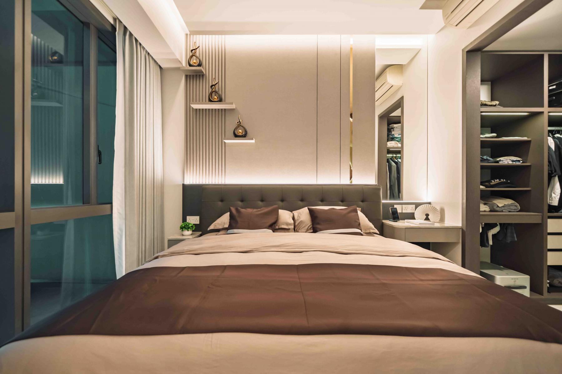 Modern Bedroom with Cove Lighting and Wardrobe