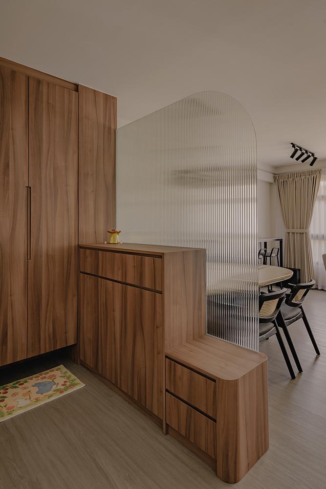 Scandinavian Foyer with Settee and Vinyl Flooring