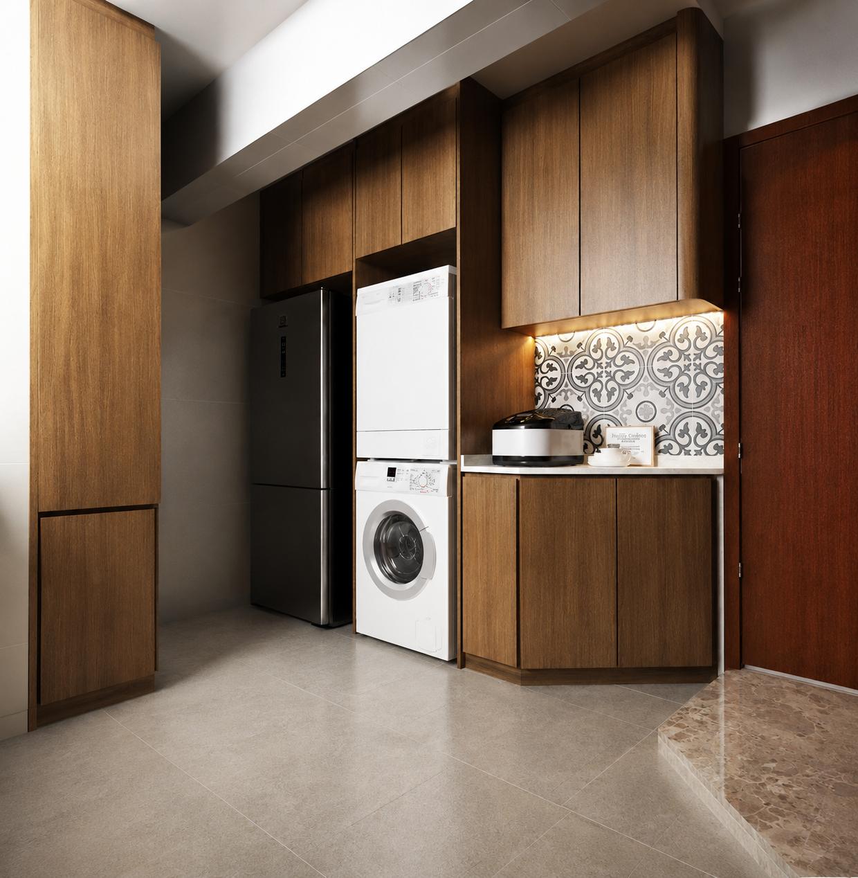 Vintage Kitchen with Countertop and Homogeneous Tiles