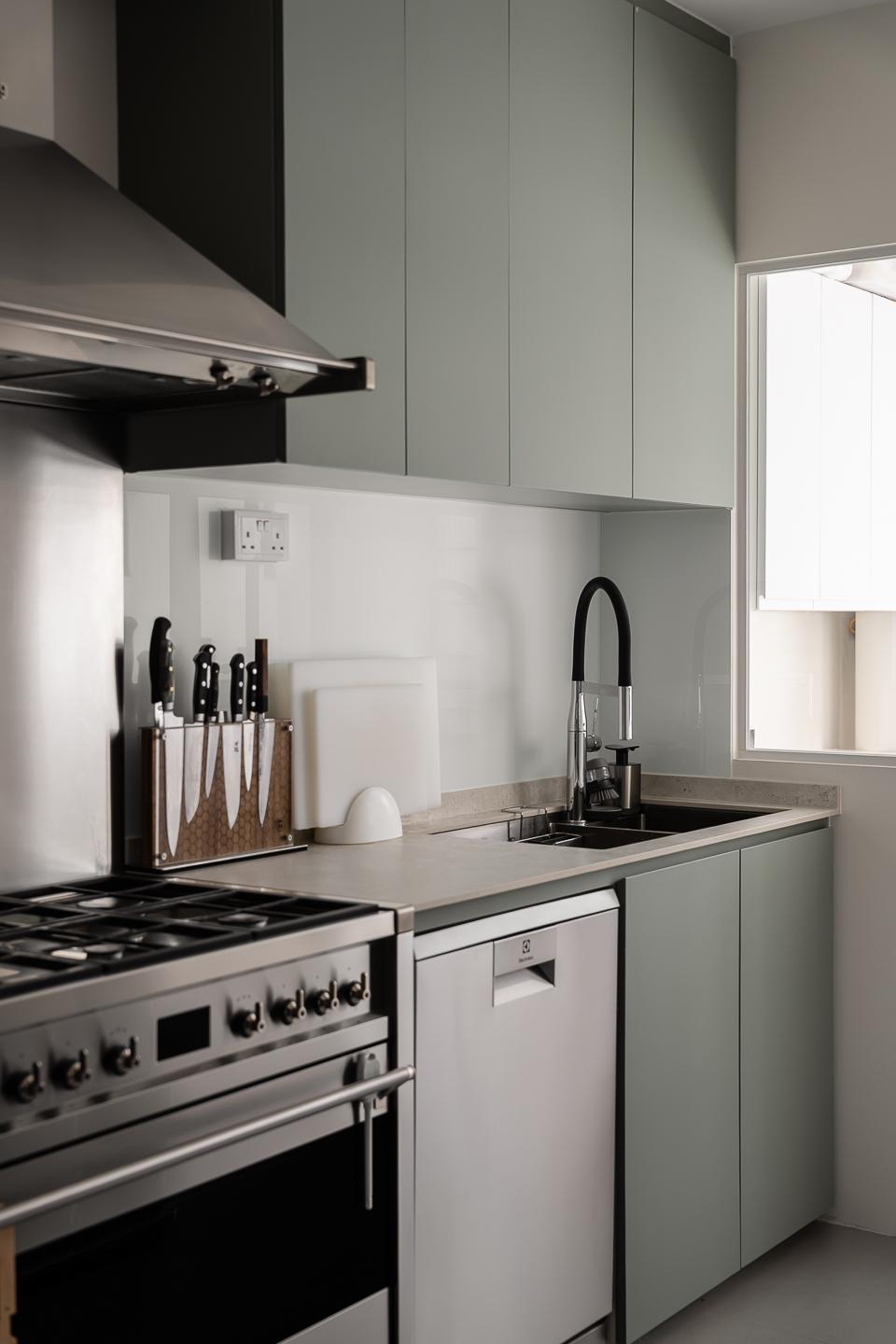 Modern Kitchen with Countertop and Kitchen Backsplash