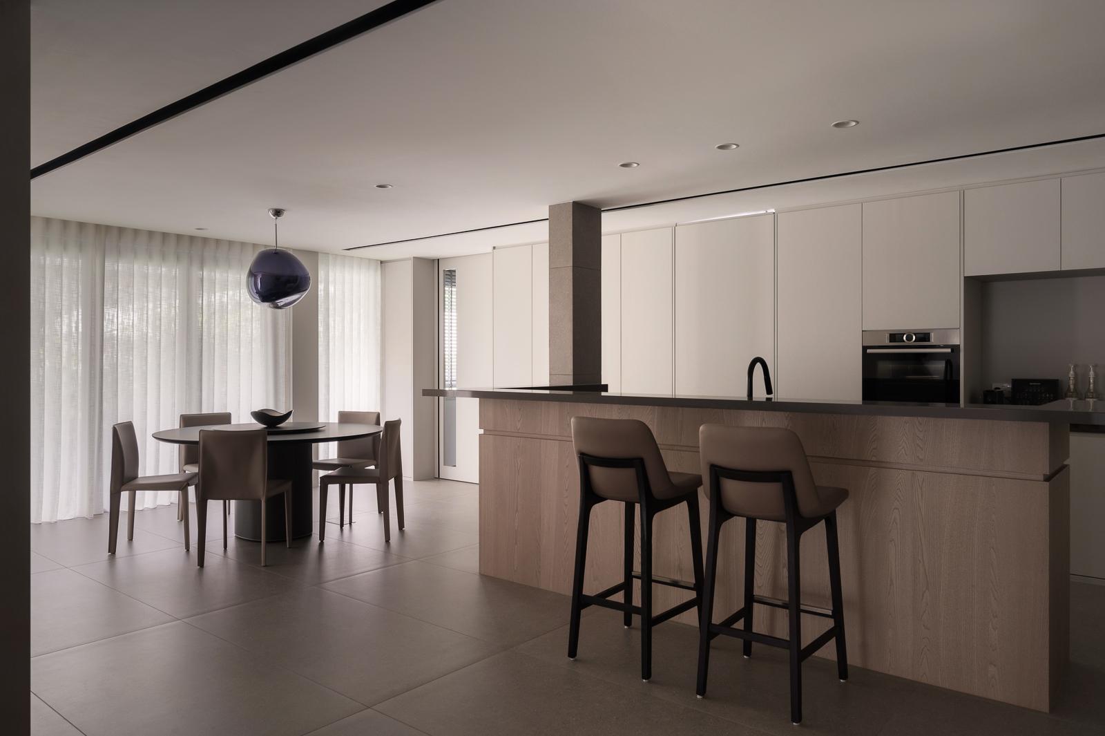 Contemporary Dining Room with Drop Ceiling and Dining Table
