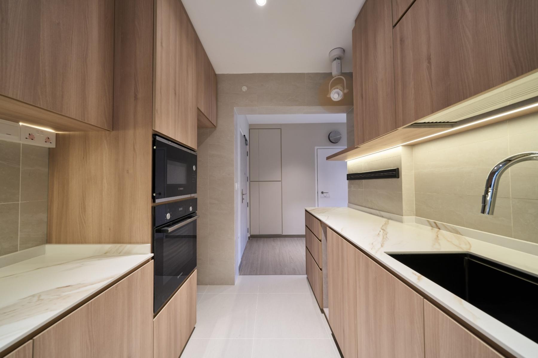 Minimalist Kitchen with Countertop and Cupboard