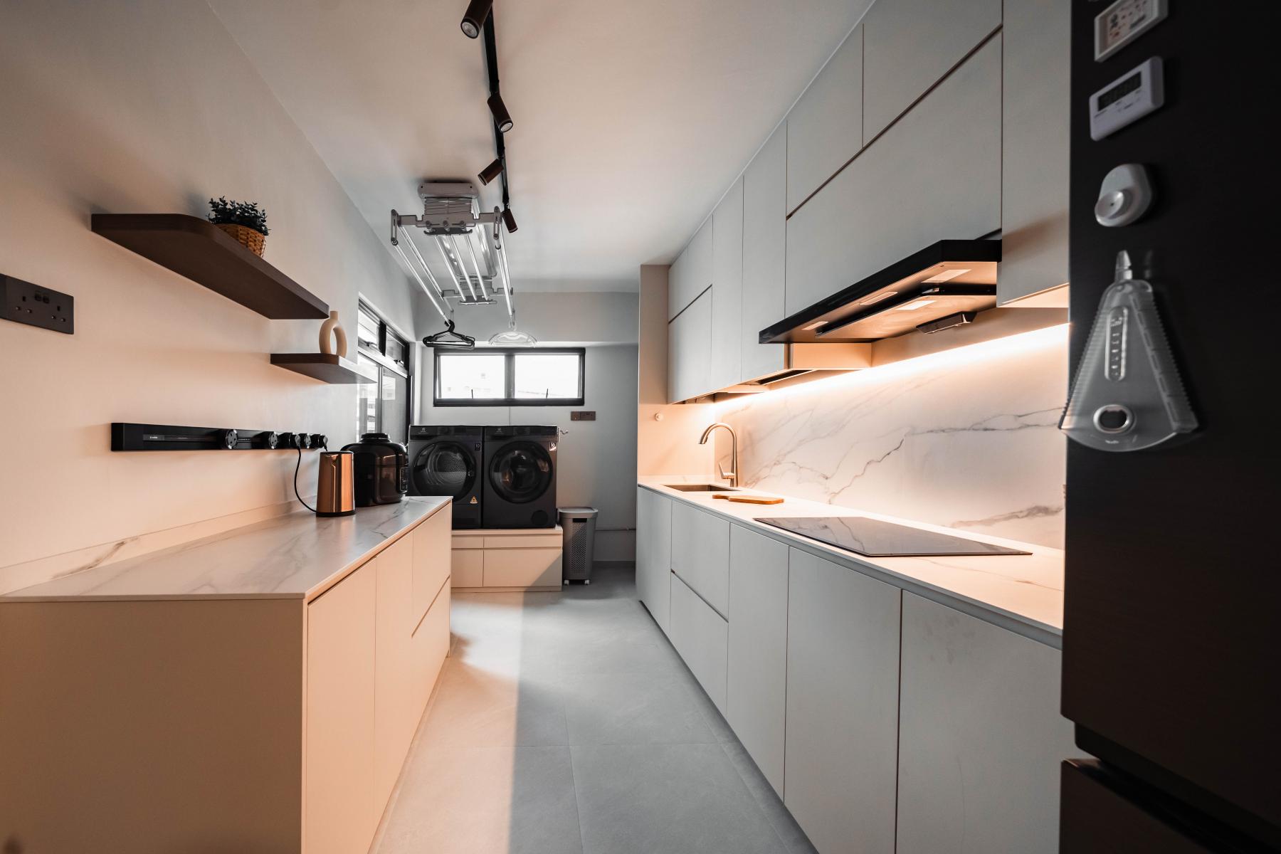 Modern Kitchen with Countertop and Kitchen Window