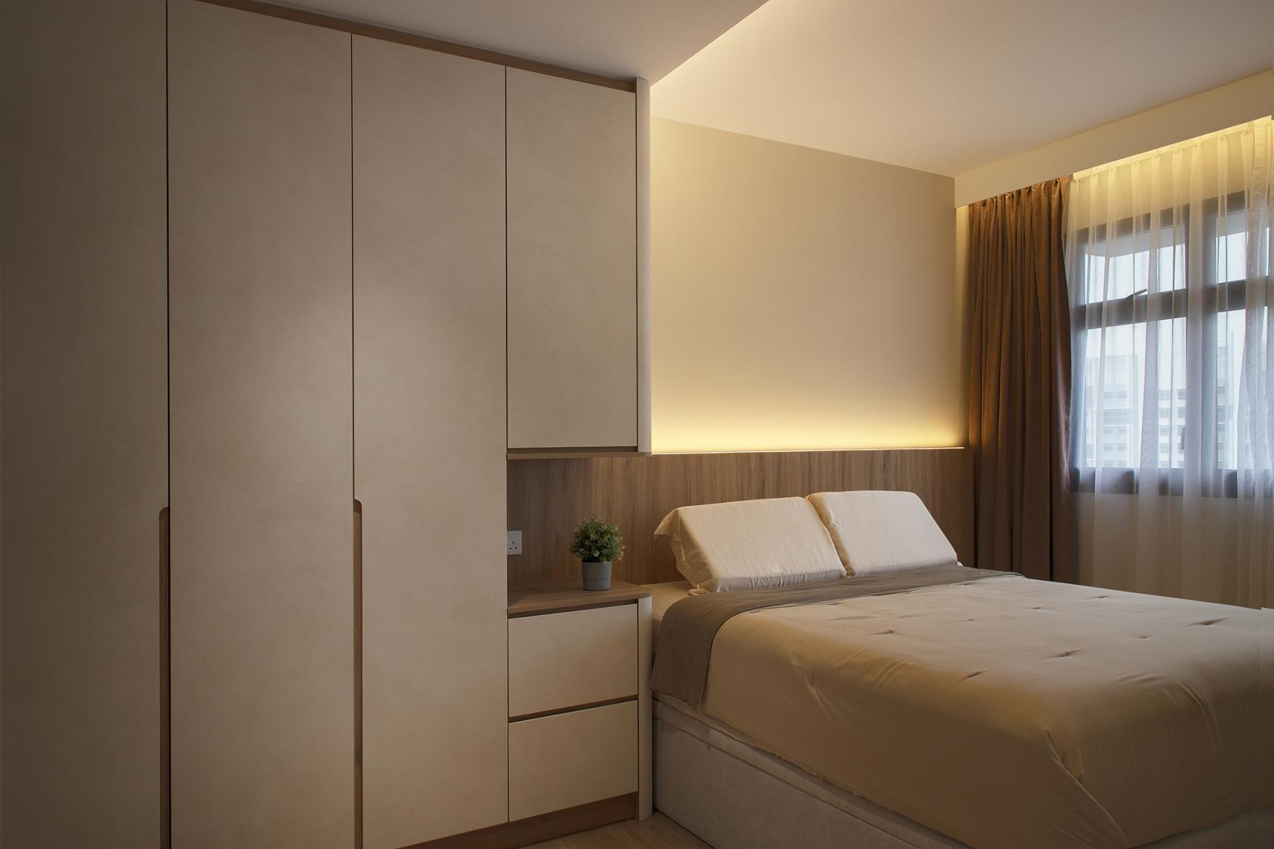 Contemporary Bedroom with Ceiling Light and Queen Bed