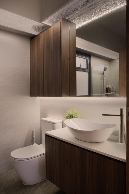 Contemporary Bathroom at 4 Room HDB @ Grove Spring Yishun